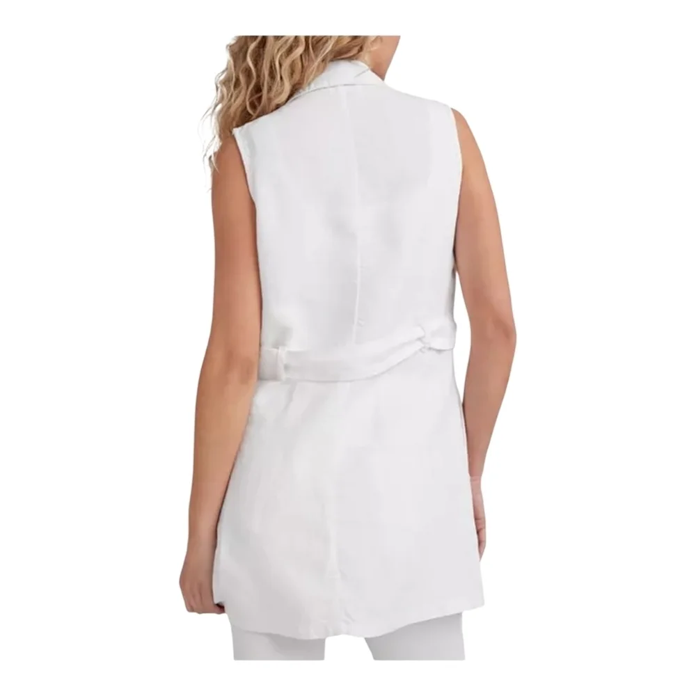 Bella Dahl White Sleeveless Linen Mini Dress / Blazer Dress Sz Medium - Picture 9 of 13